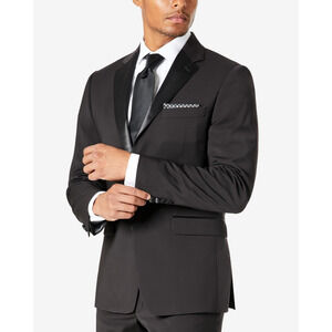Calvin Klein Men Skinny Fit Wool Tuxedo Jacket Black Size 36S